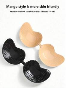 2Pairs Push-Up Invisible Adhesive Bra Pads: Backless Self-Adhesive Strapless Mango-Shaped Invisible Bra, Suitable For Dresses And Wedding Gowns - Multicolor - View 2