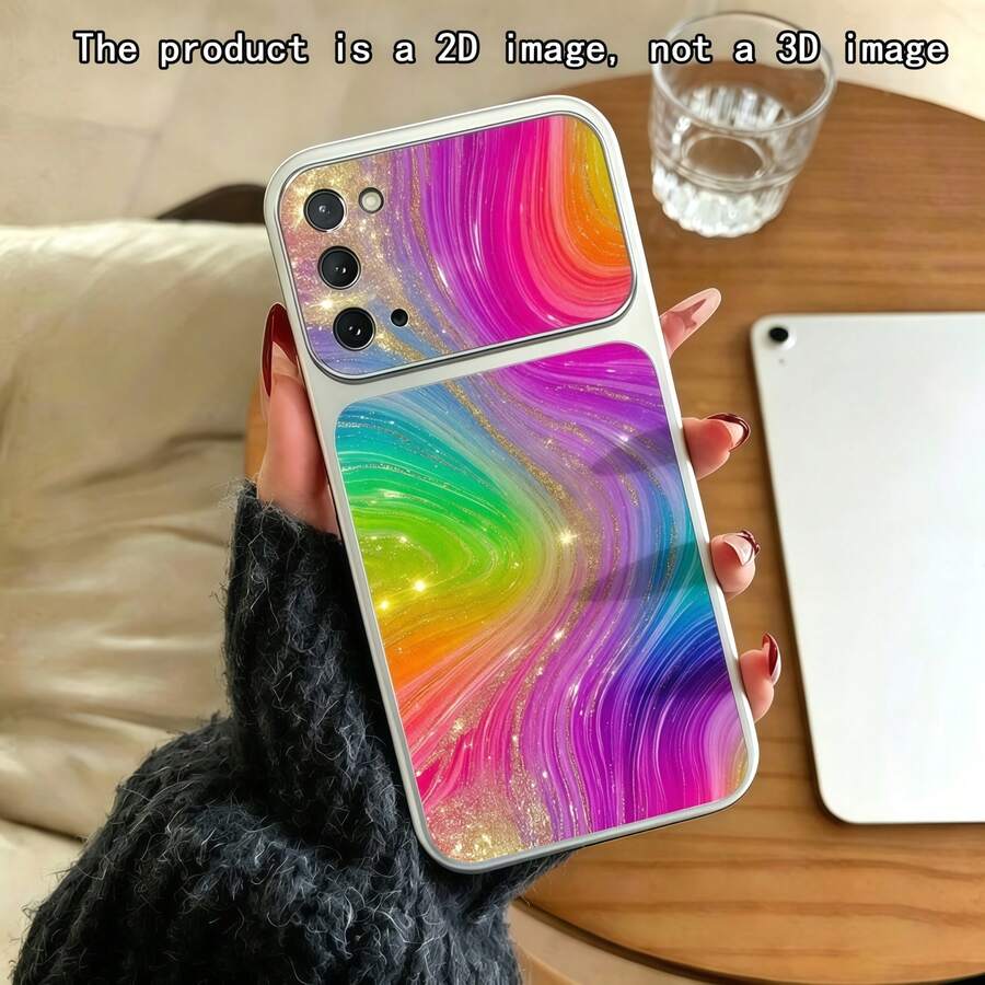 1pc Fashion Rainbow Water Ripple Colorful Ray Pattern Spray Painted TPU Full Coverage Phone Case Compatible With Apple 17 Pro Max/16 Pro Max/15 Pro Max/14 Pro Max/13 Pro Max/12 Pro Max/11 Pro Max/Galaxy S26 S25 S24 Ultra S24 Plus S24 FE S23 S22 A55 A54 A53 A52 A50 A30 A42 A35 A34 A33 A25 A24 A20 A30 A15 A17/ Smart 8/ Hot 40i/Spark 20/Spark 20C/Spark Go 2024/ G84 - Silver - View 1