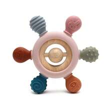6-Point Teething Boat Steering Wheel Teether For Baby, Silicone And Beech Wood Teething Toy For Infant Teething Period - Multicolor - View 13