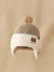 Children's Autumn/Winter Hat, Cute Paw Print Earflap Beanie, Thick Knit Cap, Unisex, Suitable For 1-3 Years Old - Multicolor - View 5