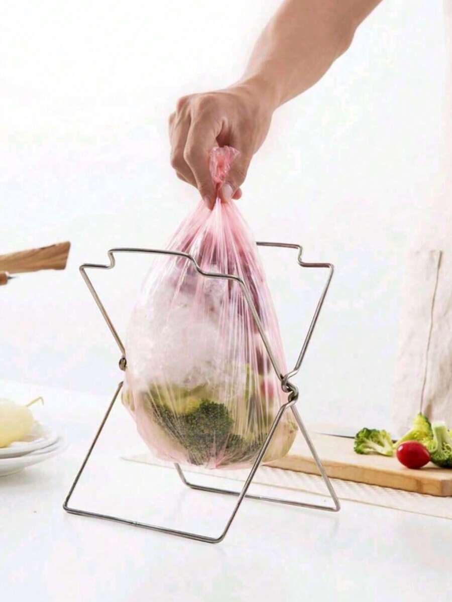2pcs Kitchen Floor/Desktop Trash Can Holder, Foldable Storage Rack For Plastic Bags And Dishcloths, Suitable For Party, Buffet, Restaurant, Home Supplies, Camping, Kitchen Tools, Suitable For Restaurant And Home Use, Outdoor Activities, Outdoor Dining - Multiple Colors - View 1