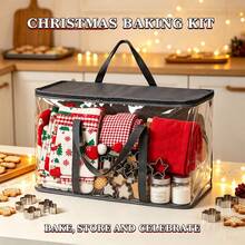1pc Transparent PVC Christmas Storage Bag With Reinforced Handle And Zipper, Holiday Decoration Organizer Bag, Suitable For Christmas Lights, Wrapping Paper, Party Tableware, Decorations, Travel Holiday Supplies Storage Container - Multicolor - View 7