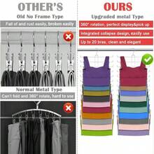 10-Tier Foldable Metal Clothes Rack, Space-Saving, Suitable For Wardrobe, Closet, Bedroom, No-Trace Scarf And Pants Hanger, 360-Degree Rotating Hanger, Multi-Layer Space-Saving Hanger, T-Shirt Drying Rack, Wardrobe Storage Box, Bedroom Dormitory Accessories - Silver - View 6