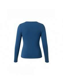 Designer Long Sleeve T-Shirt Women Autumn Sexy Style Sexy Slim Fit Top - Blue - View 10