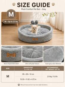 1pc Grey Floral Oval Pet Bed, Soft Thickened Washable Cushion With High Edges And Non-Slip Base, Indoor Sleeping Nest For Dogs, Cats, Puppies, Kittens And Small To Medium Pets, Comfortable Home Bedding, Suitable For Daily Rest, Christmas Gift For Pet Owners - Grey - View 10