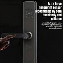 Smart Door Lock, Keyless Entry Smart Lock, Fingerprint Door Lock With Handle, App Control & Mechanical Key Backup, 5-In-1 Entry Front Door Lock Set, Electric Door Knob For Front - Black - View 2