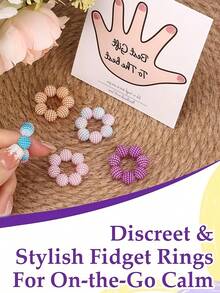 Cincin Pijat Jari Meredakan Kecemasan dan Stres, Cincin Gelisah Manik-manik untuk Pria dan Wanita Dewasa, Cincin Pijat Jari Elastis yang Menenangkan dengan Tekstur untuk Rumah, Luar Ruangan, Sekolah, Kantor, Perjalanan, Aksesori Gelisah - MultiWarna - View 4