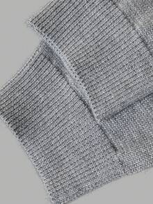 Autumn Women Gray Ruffle Knit Cardigan Round Neck Button Front Long Sleeve Casual Tops Elegant Vacation Going Out Outfits For Women - Grey - View 4