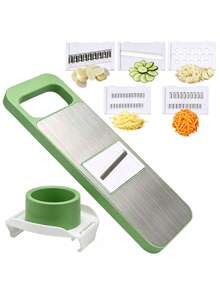 Stainless Steel Multi-Function Vegetable Cutter And Grater Kit, Replaceable Blades, Manual Kitchen Tool Set For Potatoes, Carrots And Cucumbers, Stainless Steel Cutting And Grating Tools - Multicolor - View 2