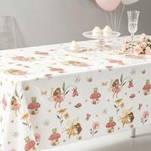 1/3Pcs Fairy Mushroom Disposable Tablecloth, Floral Butterfly Elf Rectangular Plastic Table Cover, Enchanted Garden Themed Table Cloth For Fairy Party, Afternoon Botanical Tea Party, Whimsical Garden Celebration Decor Supplies - Fairy Floral Tablecloth - View 2