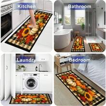 Autumn Pumpkin Pattern Printed Long Runner Rug, Home Indoor Decor, Kitchen Long Runner, Entryway Doormat, Hallway Entrance Decor, Bedroom Bedside Rug, Living Room Rug, Laundry Room Rug, Bathroom Mat, Suitable For Apartment, Dorm And Home Daily Decor - Multicolor - View 5