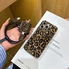6件組黑色豹紋手機殼 + 充電頭保護套 + 數據線保護套 + 收納繩 + 數據線保護纏繩 TPU 防摔保護殼，適用 6 7 8 XXs XR XS Max 11 12 13 14 15 16 17 Pro Max，適合作為情侶、女性、女兒、男友、女友、青少年女孩的生日與聖誕禮物 - 彩色 - 查看 5