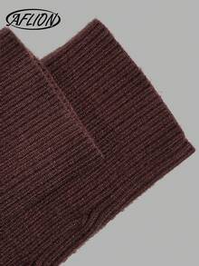 Women Fall Coffee Brown Ribbed Knit Cardigan, Round Neck Keyhole Cutout Button Front Long Sleeve Slim Sweater For Daily Date Outfits - Brown - View 4