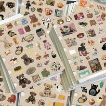 8pcs Caramel Bear Convenience Store Die-Cut Stickers, Popular Brown Bear Healing Style Planner Scrapbook Material, Waterproof Sticker - Multicolor - View 2