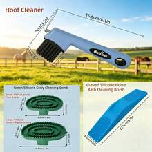 Horse Grooming Kit 6Pcs, Equine Care Tools Set With 2 Hoof Picks 2 Curry Combs Sweat Scraper & Cleaning Brush, Horse Massage & Dirt Remover, Blue, 2/3/4/6 Pcs Sets Available For Equestrian Stable Farm - Multicolor - View 14