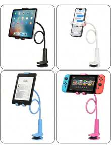 1pc 360° Rotatable Clip-On Phone Holder, Adjustable Slouchy Bedside Phone Stand, Hands-Free, Suitable For Bedroom, Desk, Kitchen, Universal For Phone/Tablet, Ideal For Live Streaming, Video Calls, Gaming, Watching Movies - Multicolor - View 10