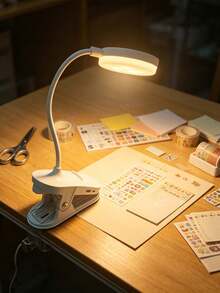 1pc LED Multi-Function 3-Color Desk Lamp, Plug-In/Rechargeable (800mAh Battery) Options, USB Clip-On Eye-Care Study Night Light, 360° Rotatable Reading Lamp, Suitable For Student Dorm, Bedroom, Classroom, Living Room, Bedside, Portable Desk Lamp - Clip-on Round Table Lamp - View 6