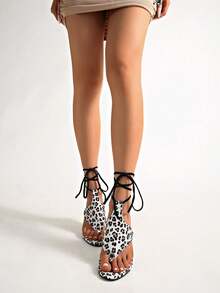 2026 Spring/Summer New Asymmetric High Heel Wedge Ankle Strap Hollow Out Sandals,Polka Dot,Gladiator Sandals - White - View 10