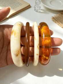 Juego de 7/4/3/1 pulseras de estilo casual vintage de moda con cuentas de resina y CCB doradas multicolores, adecuado para uso diario, vacaciones, fiestas y regalos para mujeres - Multicolor - Ver 8