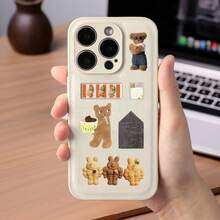 8pcs Caramel Bear Convenience Store Die-Cut Stickers, Popular Brown Bear Healing Style Planner Scrapbook Material, Waterproof Sticker - Multicolor - View 4