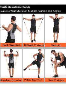 1 Piece Of Resistance Band With Handle, Strength Band, Straight Tension Rope, Fitness Pull-Up Device, Strength Training Band, Yoga Elastic Resistance Rope, Suitable For Yoga Accessories, Fitness Equipment, Fitness Supplies - Multicolor - View 3
