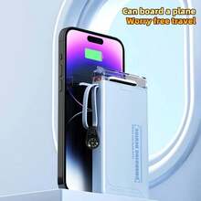 LADAPU 10000mAh 5W Slow Charging Multifunctional Power Bank With Flashlight, Ultra-Bright LED Camping Light, Rechargeable Portable Mobile Phone Charger, Built-In 4 Cables, USB-C Input & Output, Outdoor Travel Must Have Battery Packs,Give A Gift/Present.Travel, Going Out, Going To School, Going To Work And Going Out Are Necessary. - White-5W - 查看 7