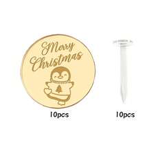 60pcs/20pcs/10pcs Gold Mirror Acrylic Merry Christmas Cupcake Toppers, Round Penguin Santa Wreath X‑Mas Cake For Christmas Holiday Party Decor ﻿ - Multicolor - View 16
