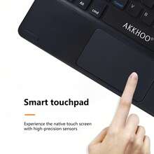 AKKHOO Teclado inalámbrico, recargable, con panel táctil, teclado táctil mini, compatible con iPad y tablet - Negro - Ver 7