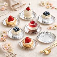 50/100pcs Silver Mini Cardboard Cake Base, Gold Cupcake Plate Dessert Plates, Mousse Dessert Board Base, Disposable Paperboard Cupcake Boards, For Wedding Birthday Party Dessert Displays Tray Pastry Plates - Silver - View 11