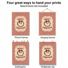 Set Of 1 Vintage Christmas Candy Cane Canvas Wall Art | Traditional Holiday Decor For Living Room Frameless/Framed - A - View 8