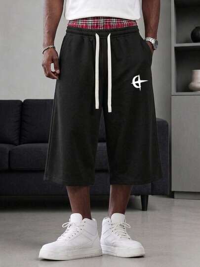 These Men's 3/4 Length Casual Sports Capri Pants Are Loose And , They Are A Perfect Choice And Also A Great Gift For Couples. Black
