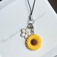 1pc Sunflower Phone Chain Pendant, Creative Small Accessory, Suitable As Gift, Universal Phone Charm, Creative Phone Chain Accessory, Universal USB Drive Exquisite Small Pendant, Gift For Best Friend And Friends - Multicolor - View 8
