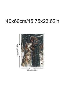 1pc Lady Warrior & Her Wolf On A Snowy Forest Art Print,Joan Of Arc Oil Painting, Medieval Knight Woman Religious Art, Bedroom Decor,LivingRoom Decor,Dorm Decor,Wall Arts,Wall Decor,Home Decor,Room Decor, Canvas Wall Art, Posters,Optional Frame - 1PCS - View 17