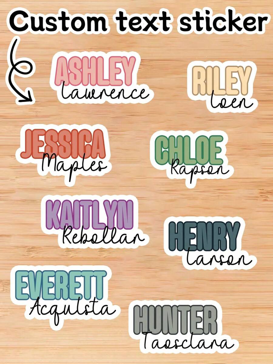 LICVIC Pegatinas de nombre holográficas personalizadas, calcomanías de letras de color personalizadas, decoración de casillero personalizada, regalo personalizable para la vuelta a la escuela, pegatinas de texto, cumpleaños - Estilo C - Ver 1