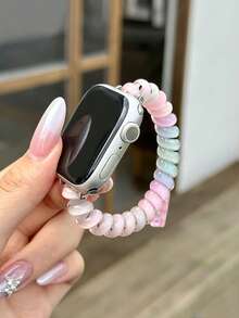 1pc Women's Gradient Fashion Hair Tie Bear Pendant Personalized Elastic Watch Band Compatible With 38/40/41/42/44/45/49/46mm S12/S11/SE3/Ultra4/Ultra3/Ultra/SE/SE2/10/9/8/7/6/5/4/3/2/1 - Gradient [Bear] - View 7