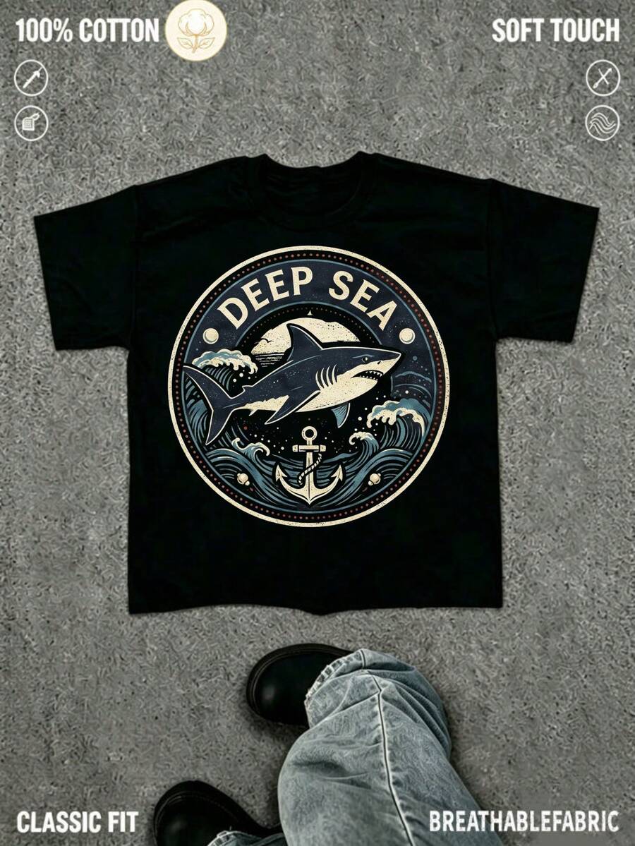 Men T-Shirts - 黑色 - 查看 1