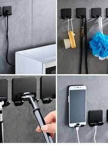 No-Drill Self-Adhesive Wall-Mounted Razor Holder, Multi-Function Bathroom Razor Storage Hook, Waterproof Anti-Slip Men's Razor Storage Rack, Plug And Small Item Hook, Bathroom Kitchen Accessories, No Drilling Installation - A - View 10