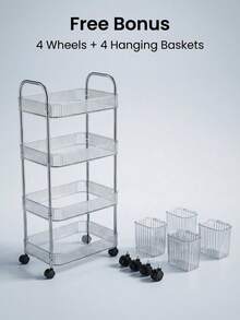 1pc Multi-Layer (2/3/4 Layers) Transparent Multi-Function Trolley, With Swivel Wheels, Convenient And Flexible, Acrylic Material, Suitable For Kitchen, Bathroom, Living Room And Bedroom, Ideal For Storing Cosmetics, Books And Household Items - Multicolor - View 9