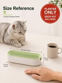 1 Peça Vaso Hidropônico para Grama de Gato 21*9,2*4,5cm, Kit de Cultivo de Grama de Gato Reutilizável e Destacável em PP com Bandeja de Drenagem, Caixa de Cultivo de Trigo Sem Solo para Gatos, Apenas o Vaso, Sementes Não Incluídas - Vaso de grama para gatos - Visão 2