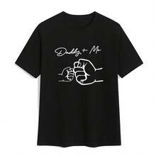 Graphic T-Shirt With Black And White Parent-Themed Design, Unique Design Of Large And Small Cuffs For Warm Interaction, With Two Color Options - 款式 - 查看 1