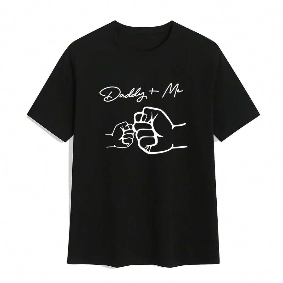 Graphic T-Shirt With Black And White Parent-Themed Design, Unique Design Of Large And Small Cuffs For Warm Interaction, With Two Color Options - 款式 - 查看 1