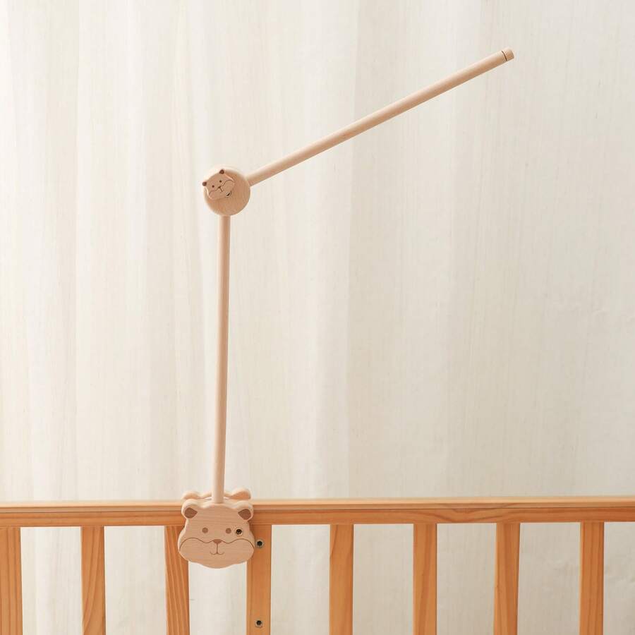Solid Wood Baby Crib Hanging Adjustable Bracket, Newborn Bed Head Hanging Toy Support Rack, Universal Wooden Hanging Rod Accessory For Baby Bed Rails, Can Be Installed On Baby Crib Railings
