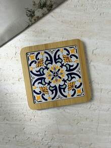 Sicilian Vintage Floral Tile Pattern Thickened MDF Material Embossed High-Definition Printed Square Heat-Insulating Coaster Placemat Suitable For Home Daily Use And Holiday Birthday Gift, Travel Souvenir Gift - Multicolor - View 10