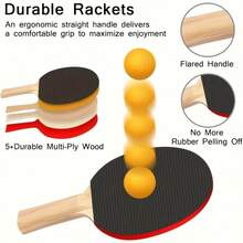 1 Set Portable Table Tennis Set, Includes Retractable Net, 2 Paddles, 3 Balls And Storage Bag, All-In-One Table Tennis Table, Suitable For Indoor/Outdoor Games, Desktop Home Games, Home Party Fitness Training - Multicolor - View 7