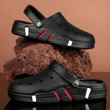 Men's Clog Slippers With Soft Cushioning, Breathable Outdoor Beach Sandals, Dual-Wear Slides - Black - View 2