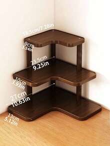 3-Tier Walnut Wood Corner Storage Rack With Multi-Function Tabletop, Suitable For Organizing Bathroom Vanity, Cosmetics, Skincare, Perfume, Spice Jars And Small Items - Multicolor - View 5
