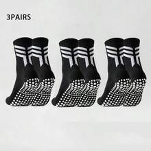 1/3/6 Pairs Men's Mid-Calf Silicone Non-Slip Breathable Comfortable Sports Socks Suitable For Basketball, Football, Running - Black and White - View 18
