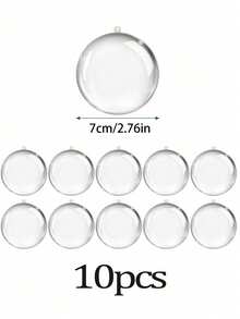 10pack Clear Holiday/Party Fillable Ornaments, Fillable Decorative Balls For Crafts, DIY Christmas Decorations, Christmas, Holidays, Weddings, Parties, Home Parties, Christmas Party Gift Storage Decorative Balls, Party Supplies Wholesale - Hollow Ball - View 11