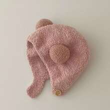 1pc Baby Knitted Beanie Hat, Ear Protection Warm Hat, Double Pom Pom ...