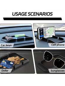 Car Dashboard Anti‑Slip Mat, Dual‑Groove Multifunctional Phone Holder Pad With Parking Number Plate, Heat‑Resistant Waterproof Easy‑Clean Non‑Slip Dash Mat, Holds Cell Phone Fashion Glasses Keys, Universal Car Interior Accessory For All Smartphones - A - View 9